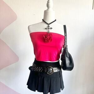 Red Coquette Tube Top, Y2K, Romantic, Soft Girl, Indie, Vintage, Feminine, Small